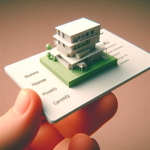 3D miniature luxury house on top of a business visiting card using Augemented Reality